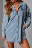 Oversized Button-Front Denim Shirt