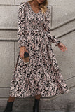 Printed Long-Sleeve Casual Dress
