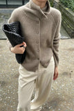 High-Neck Button Cardigan