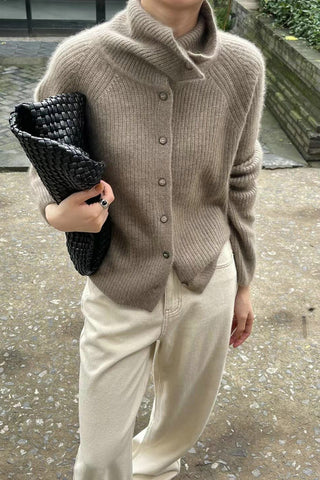 High-Neck Button Cardigan