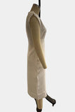 Button-Detail Slit Midi Dress