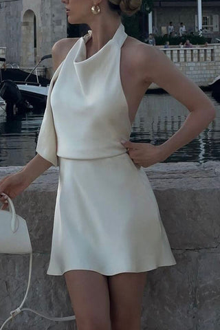 Tie-Neck Halter Casual Dress