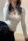 Keyhole Lace Accent Blouse