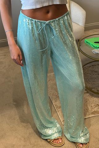 Sequin-Embellished Casual Pants