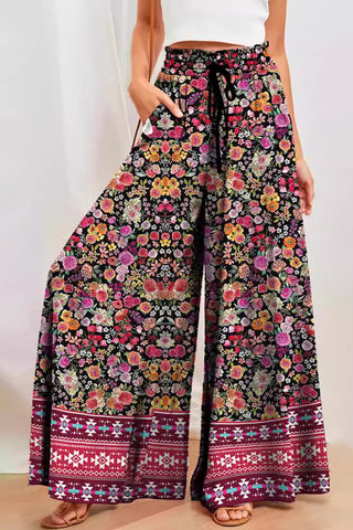 Floral Wide-Leg Casual Pants