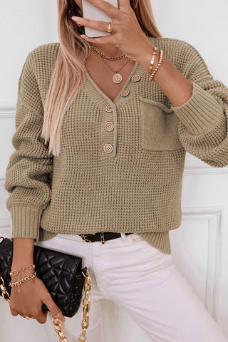 Button-Detail Knit Sweater
