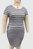 Striped Short-Sleeve Casual Dress