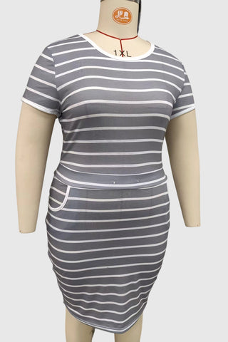 Striped Short-Sleeve Casual Dress