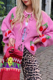 Tie-Front Cherry Embellished Cardigan