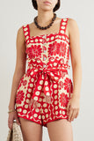 Floral Tie-Waist Button Romper