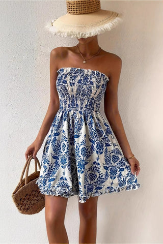 Strapless Floral Mini Dress