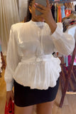 Elegant Pleated Blouse with Belt