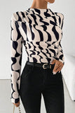 Abstract Pattern Long-Sleeve Blouse