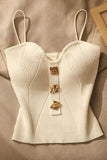 Button-Accent Ribbed Tank Top