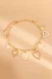 Multi-Charm Heart Pendant Chain Necklace