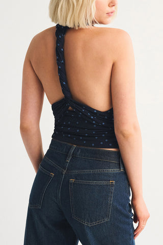 Halter-Neck Polka Dot Tank Top