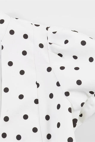 Polka Dot Puff Sleeve V-Neck Mini Dress