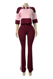 Side Stripe High-Waist Flare Casual Pants