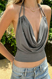 Draped Halter Neck Tank Top