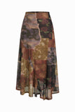 Floral Patchwork Wrap Midi Skirt