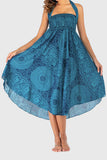 Mandala Print Tie-Waist Midi Dress