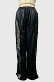 Lace Panel Drawstring Casual Pants