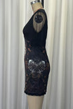 Floral Sheer Sleeve Mini Dress