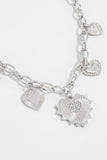 Multi-Charm Heart Pendant Chain Necklace