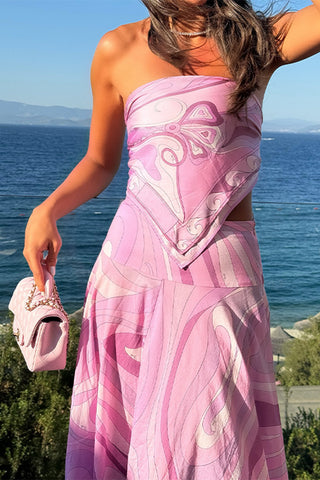 Strapless Printed Skirt Set