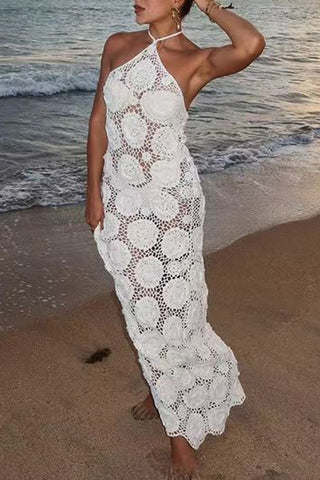 Crochet Halter Maxi Dress