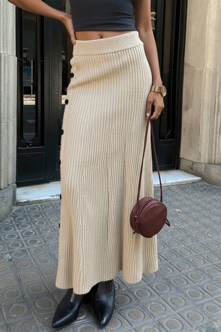 Button-Front Maxi Skirt