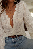 Scalloped Lace V-Neck Blouse