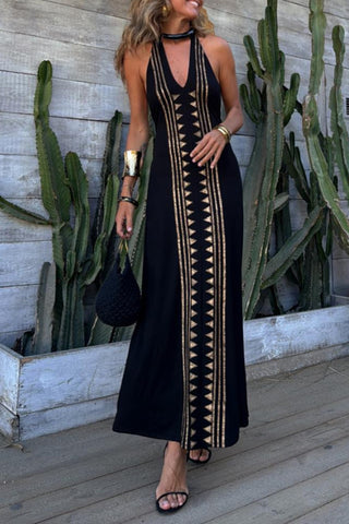 Geometric Pattern Casual Maxi Dress