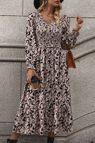 Printed Long-Sleeve Casual Dress