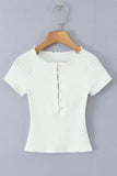 Scalloped Button Knit Tee