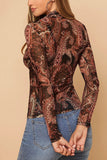 Paisley Print Mock Neck Blouse