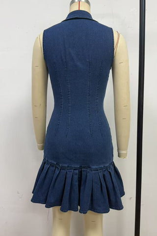 Button-Front Denim Dress