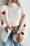 Pumpkin Embellished Open-Front Cardigan