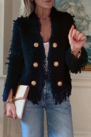 Fringe Button-Up Blazer