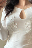 Keyhole Lace Accent Blouse