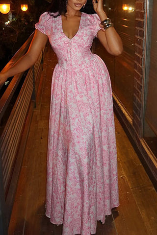 Floral Maxi Dress with Tie-Front Detail