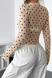 Long Sleeve Sheer Polka Dot Top