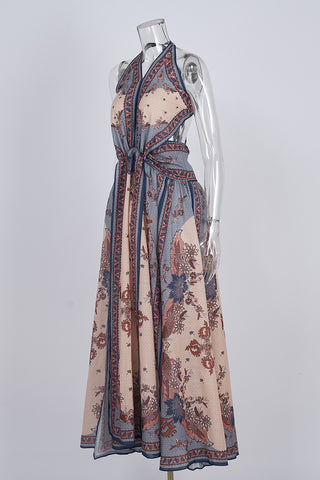 Halter Neck Tie-Waist Maxi Dress