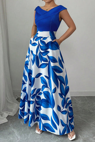 Floral Maxi Dress with Draped Bodice