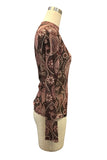 Paisley Print Mock Neck Blouse