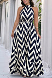Chevron Pattern Halter Maxi Dress