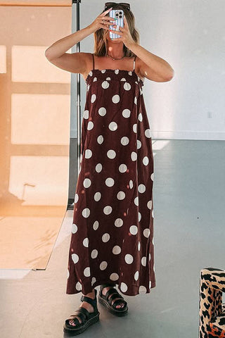Polka Dot Sleeveless Maxi Dress