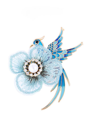 Elegant Floral Bird Brooch