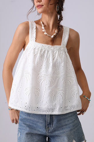 Palm Eyelet Sleeveless Top