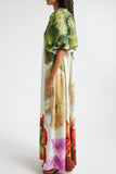 Artistic Floral Print Casual Dress